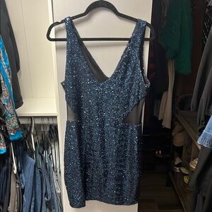 Multicolored Sequin Sleeveless V-Neck Bodycon Dress